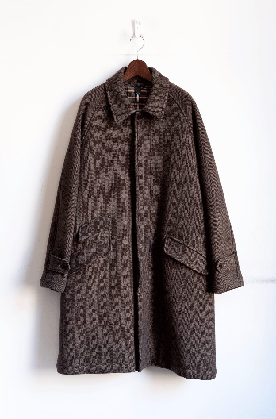 ts(s)　Herringbone Wool Nylon Double Cloth Raglan Sleeve Coat
